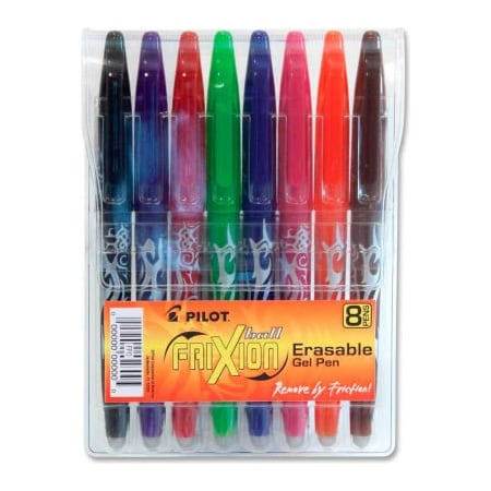 Pilot Pilot FriXion Ball Erasable Gel Pen, Fine, 0.7mm, Assorted Ink, 8/Pack 31569